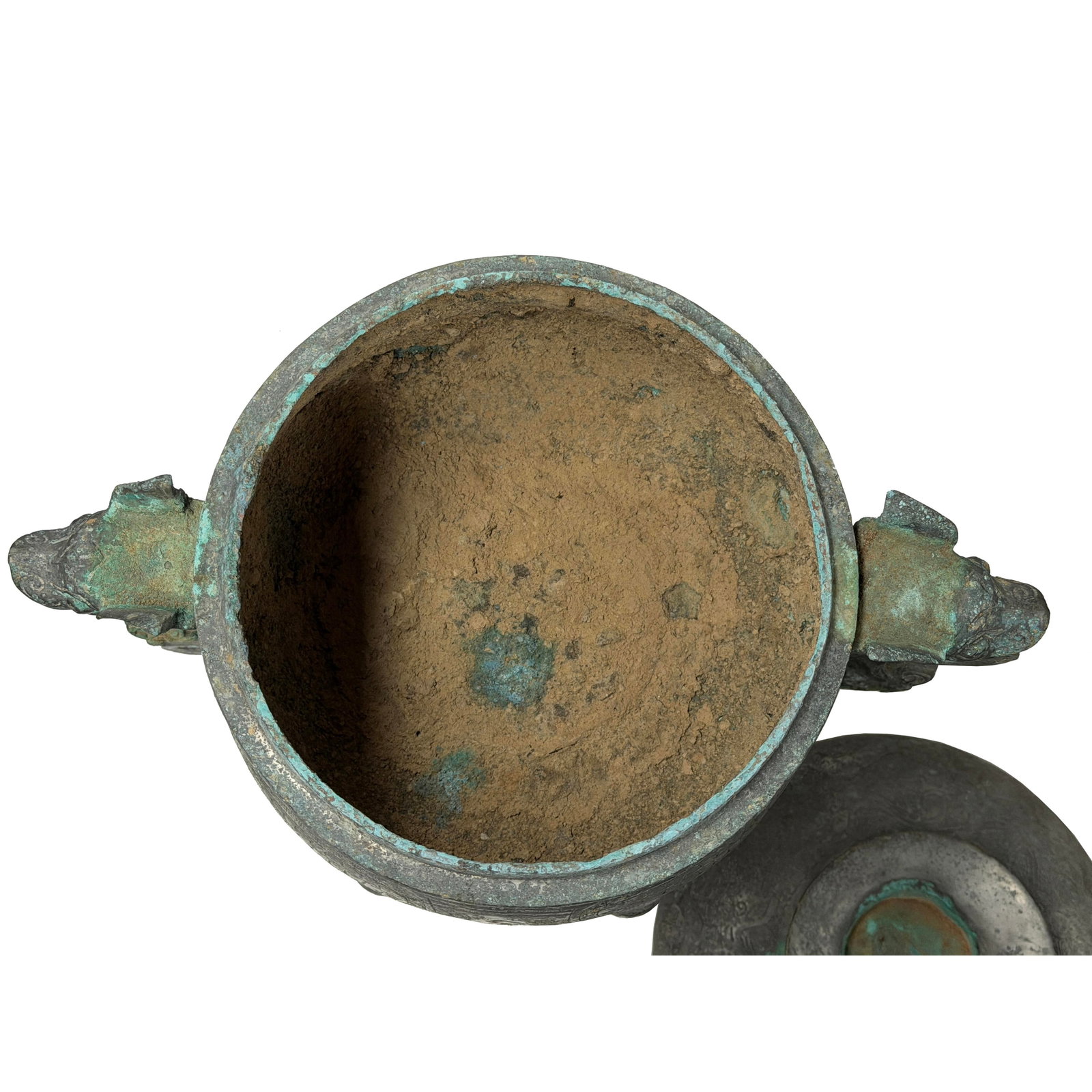 Vintage Look Gray Green Ancient Ding Shape Vessel Holder Display Art - 10