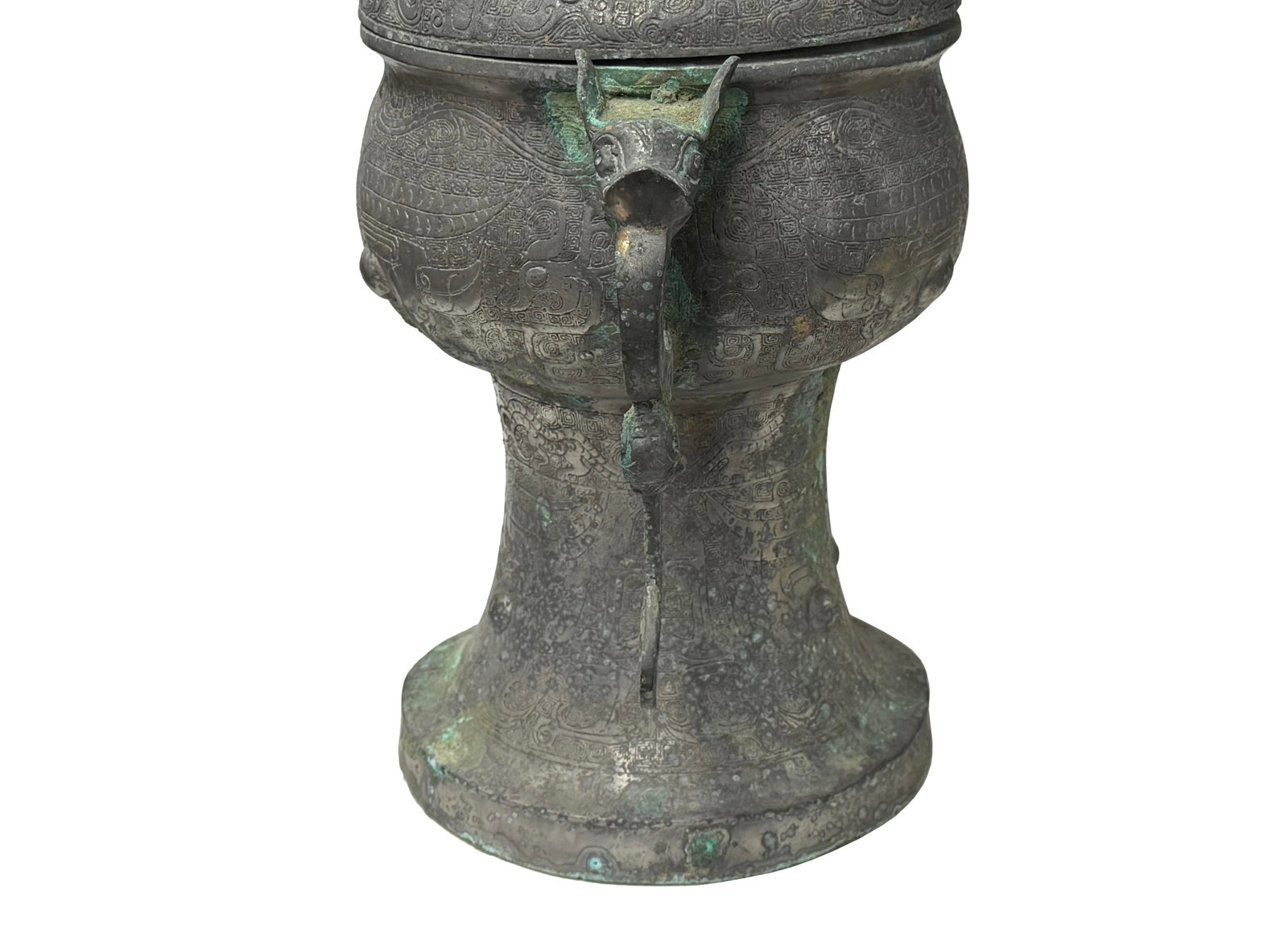 Vintage Look Gray Green Ancient Ding Shape Vessel Holder Display Art - 16