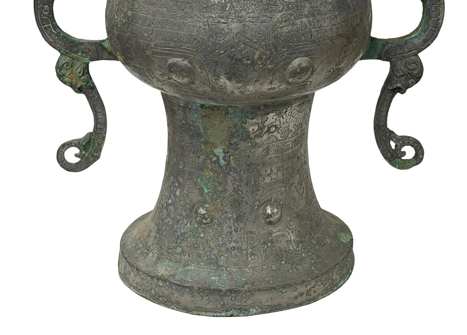 Vintage Look Gray Green Ancient Ding Shape Vessel Holder Display Art - 9