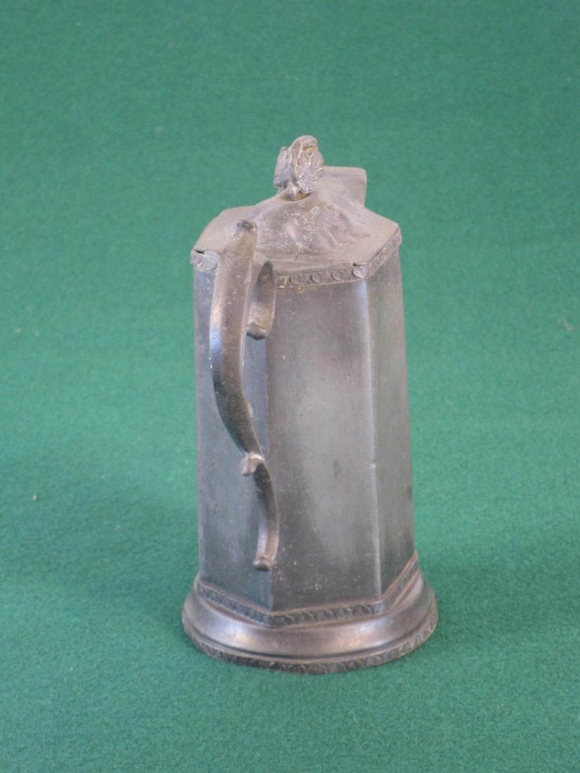 19th Century Syrup Jug W/ Lid or Creamer, American Pewter - Unmarked - 11