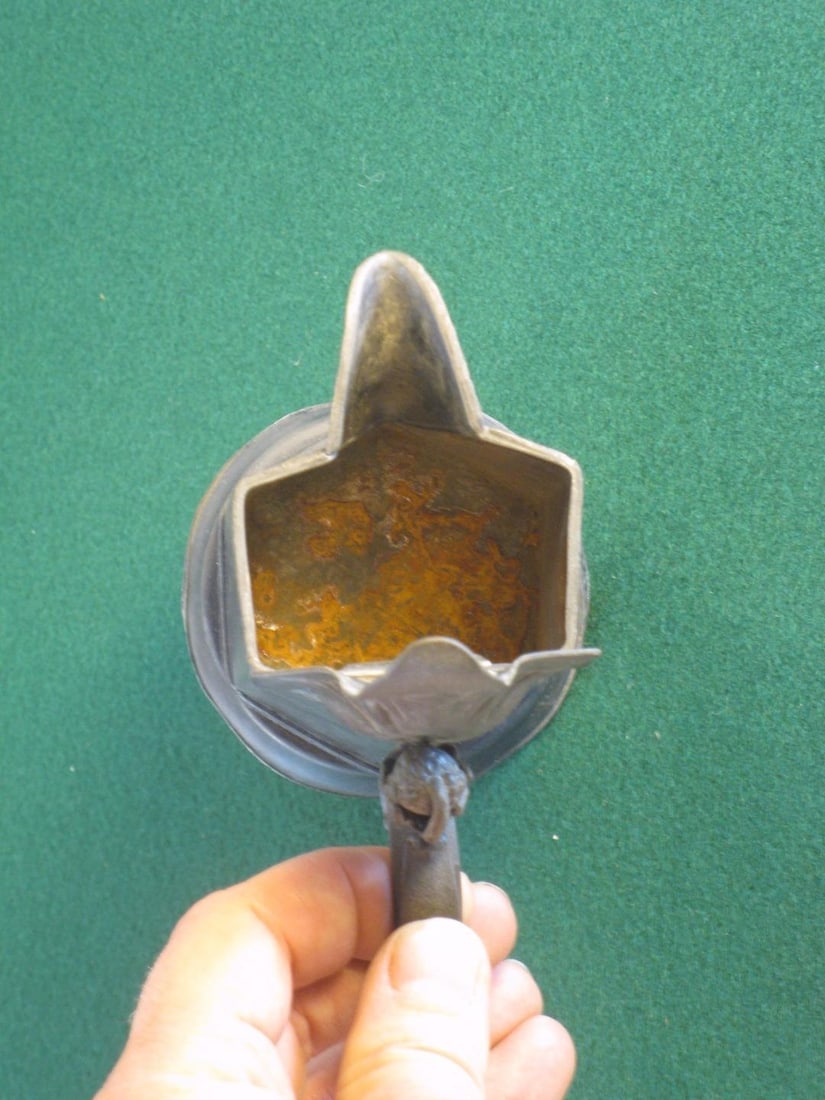 19th Century Syrup Jug W/ Lid or Creamer, American Pewter - Unmarked - 12