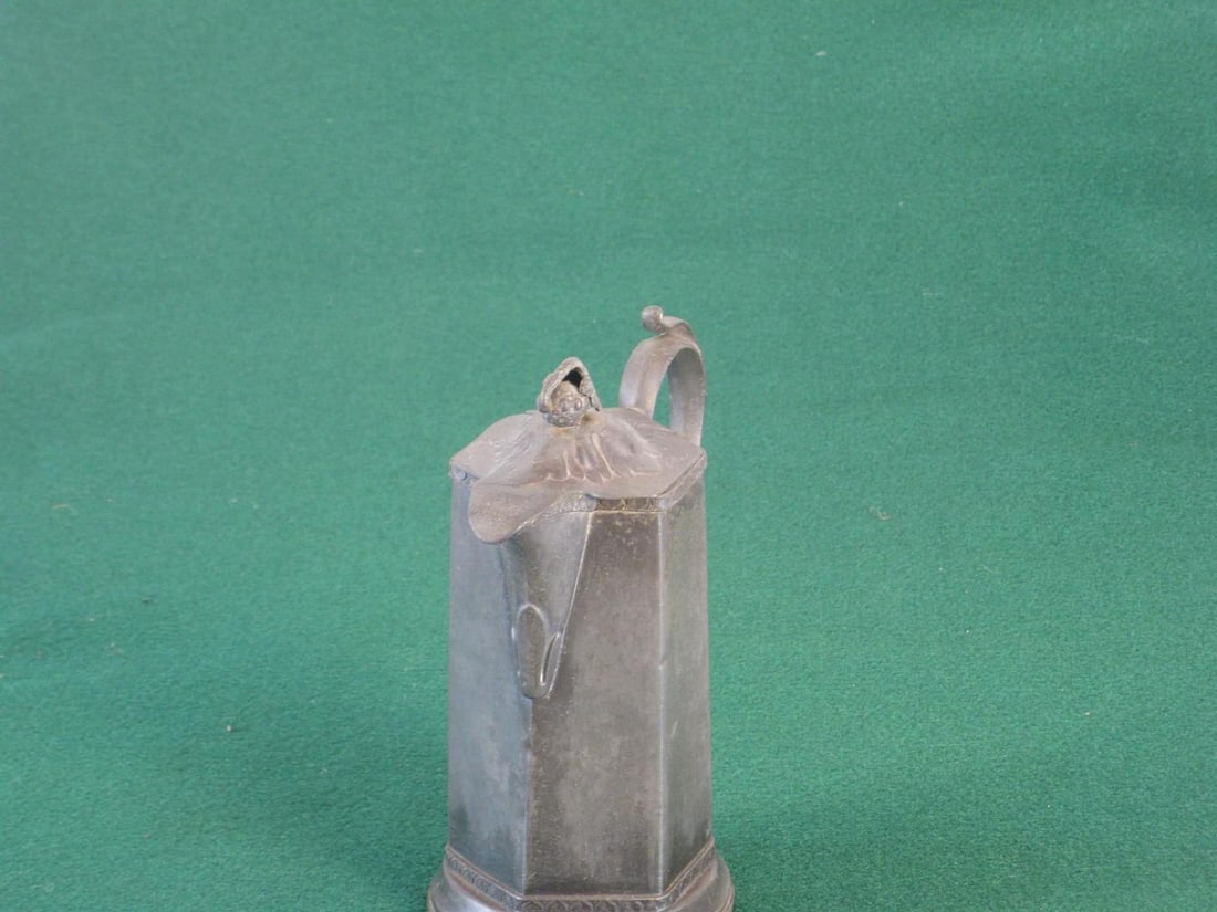 19th Century Syrup Jug W/ Lid or Creamer, American Pewter - Unmarked - 4