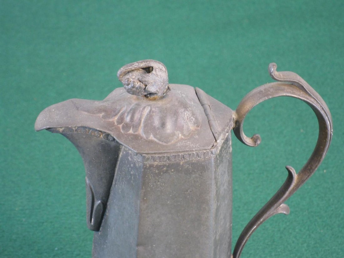 19th Century Syrup Jug W/ Lid or Creamer, American Pewter - Unmarked - 6