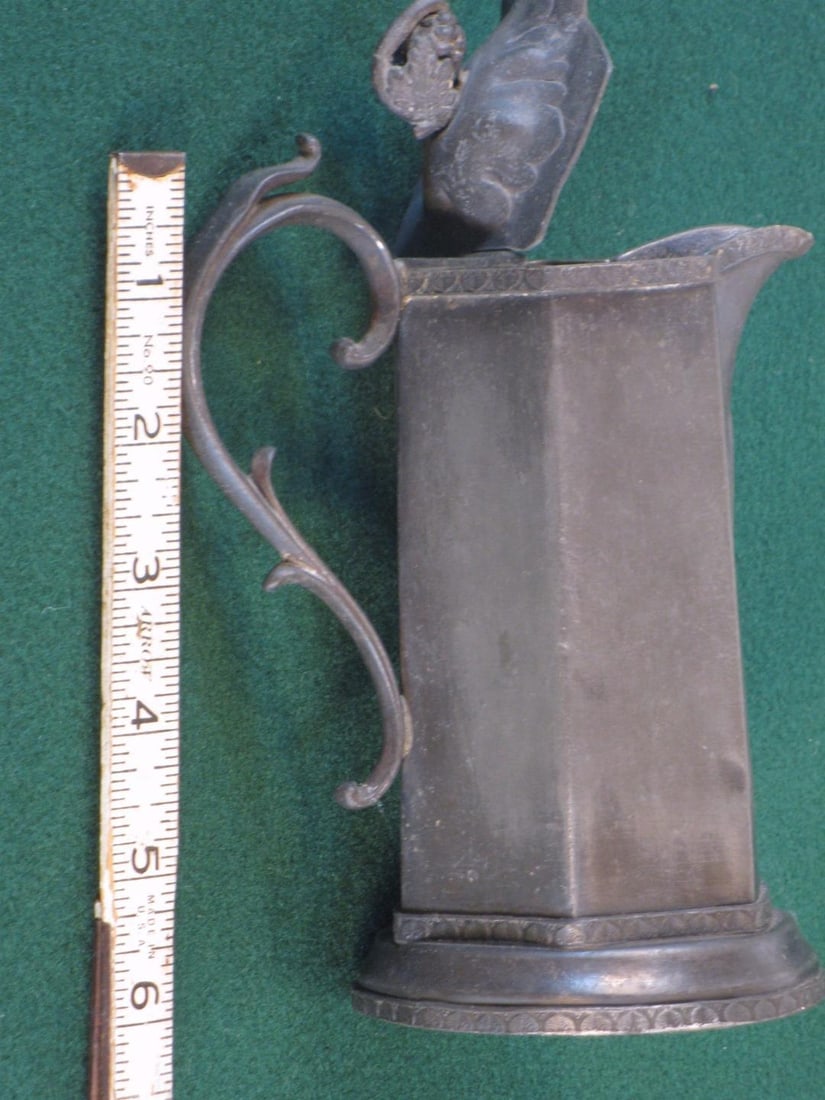 19th Century Syrup Jug W/ Lid or Creamer, American Pewter - Unmarked - 7
