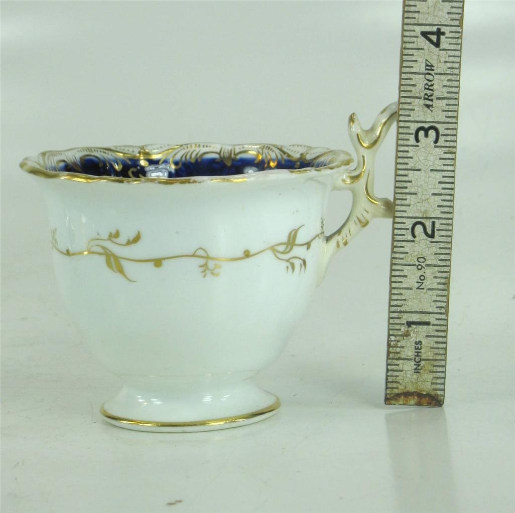 Early 19th Century Teacup Antique Cobalt Tea Leaf Fine Bone China Hand Panted Gold - 10