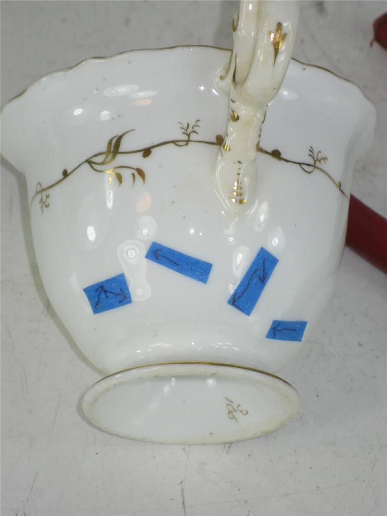 Early 19th Century Teacup Antique Cobalt Tea Leaf Fine Bone China Hand Panted Gold - 3