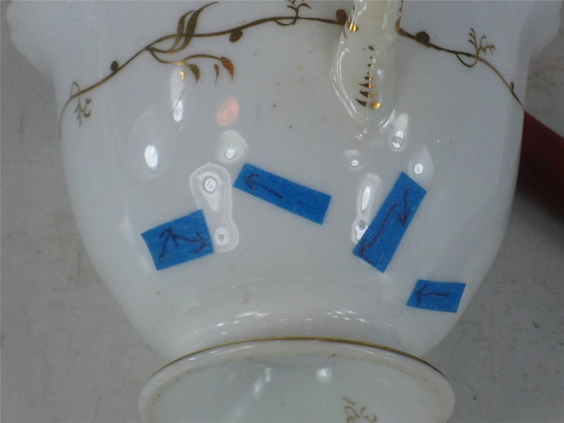 Early 19th Century Teacup Antique Cobalt Tea Leaf Fine Bone China Hand Panted Gold - 4