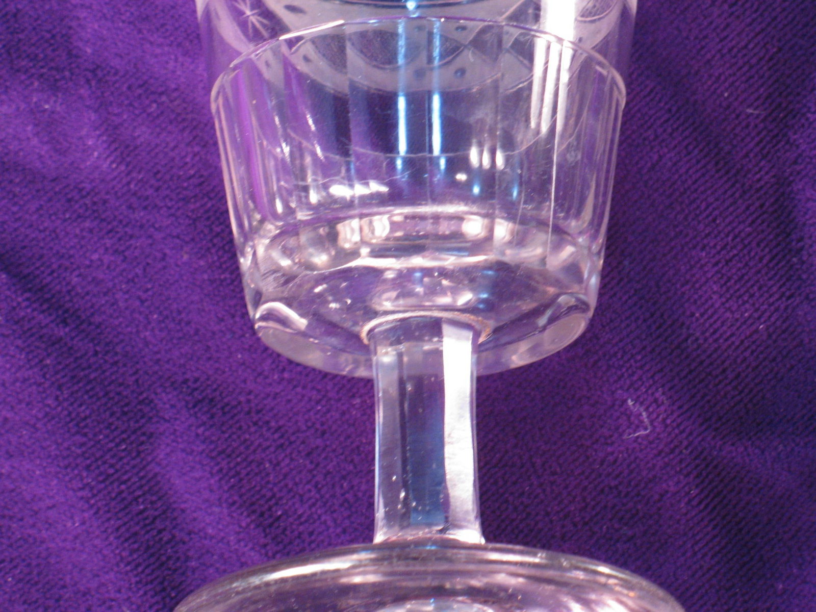 Clear Wine or Rummer Glass Early 19th C. Irish, Engraved Star & Hatch Pattern, Cork Glass Co. - 8