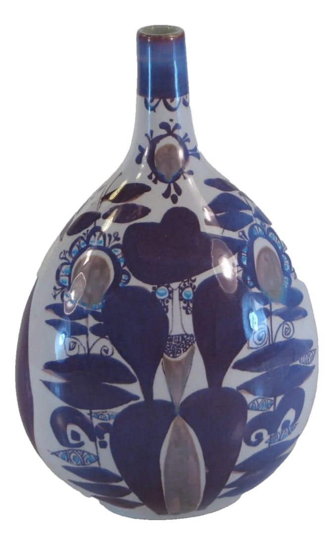 Mid 20th Century Vase Danish Modern Faience Royal Copenhagen Kari Christensen 170-2740 Mint: The product is a Danish Modern Faience vase by Royal Copenhagen designed by Kari Christensen. It features an abstract pattern in a multicolor palette, made of porcelain using an art pottery