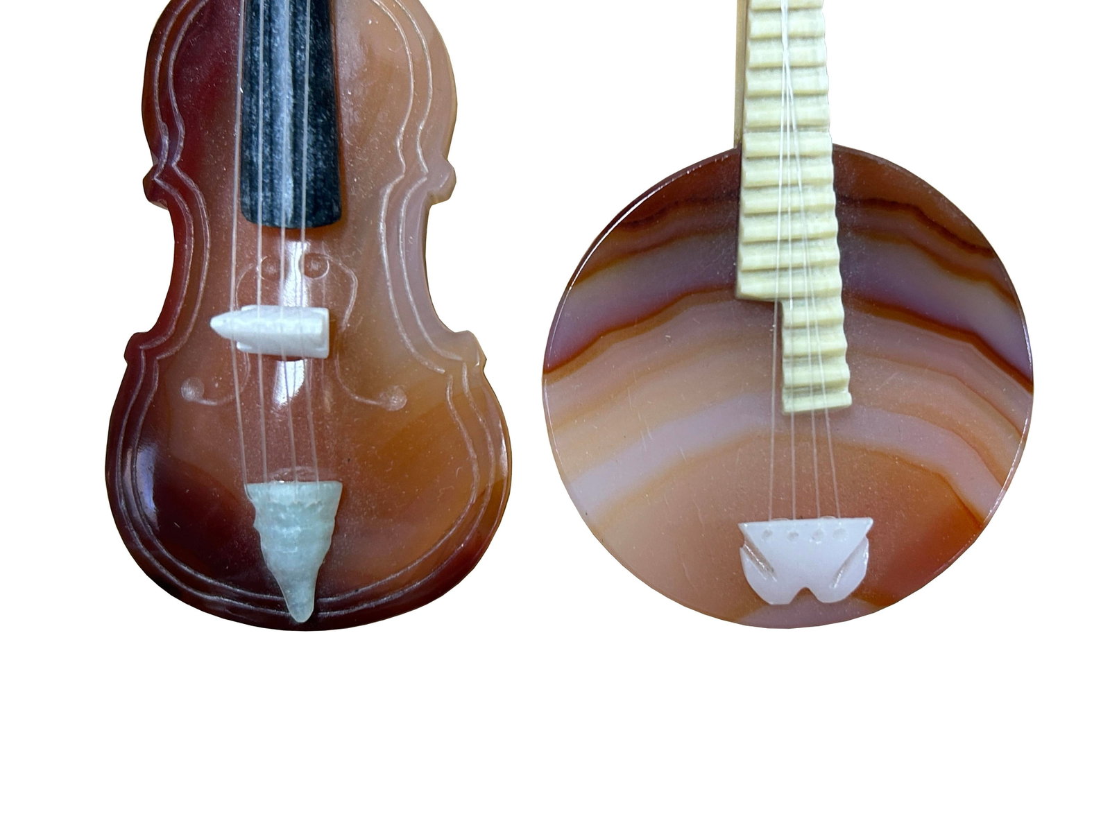 Set of 4 Color Stone Instruments Miniature Display Art Figures - 10