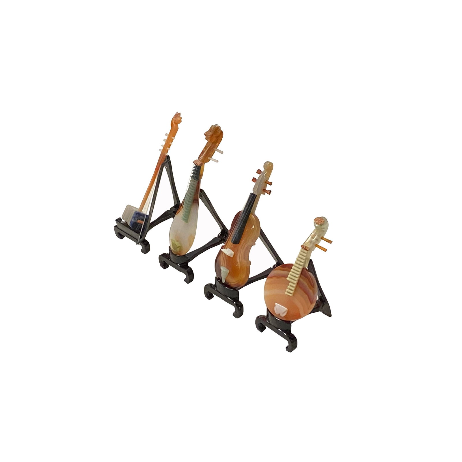 Set of 4 Color Stone Instruments Miniature Display Art Figures - 11