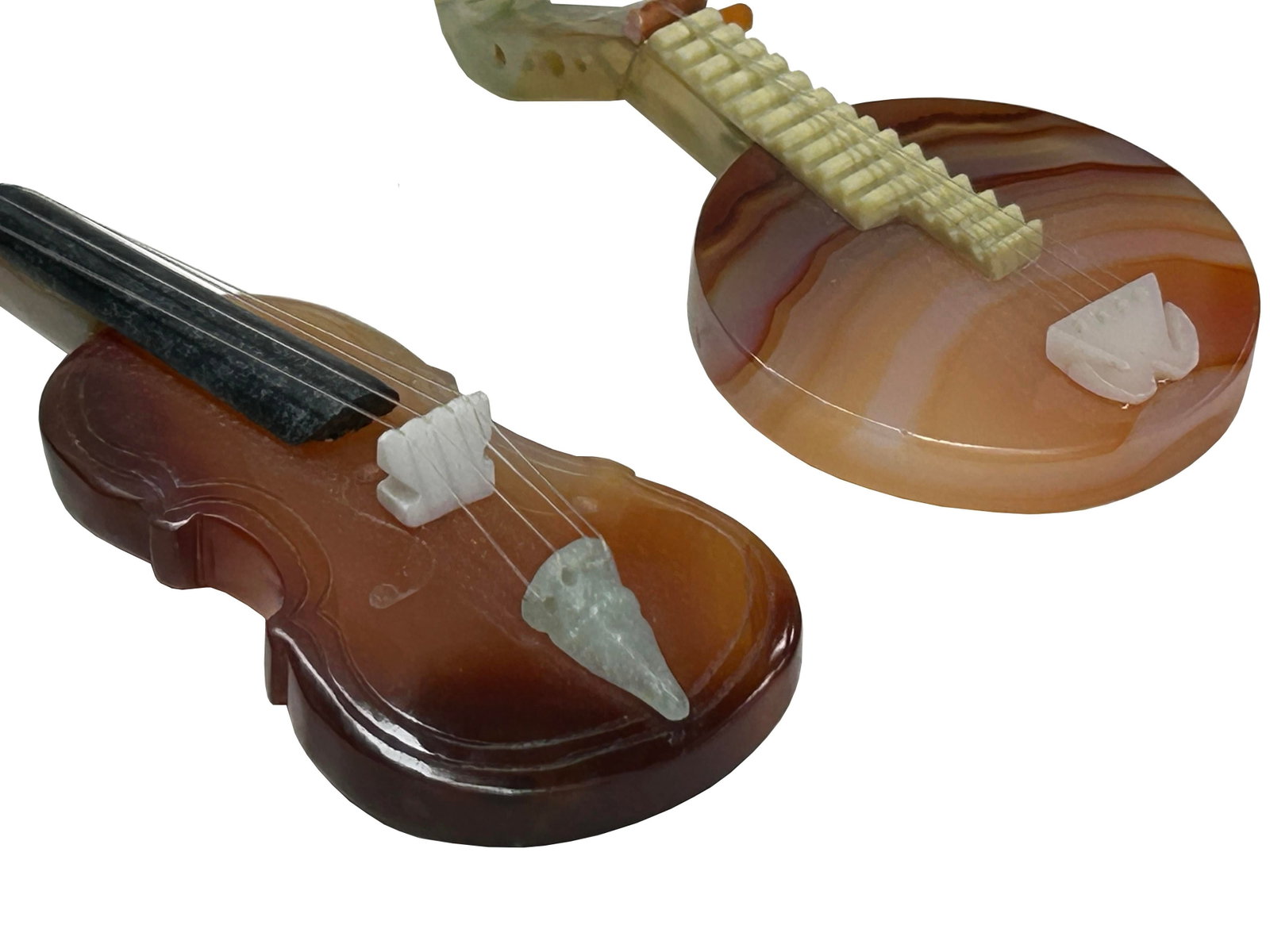 Set of 4 Color Stone Instruments Miniature Display Art Figures - 13