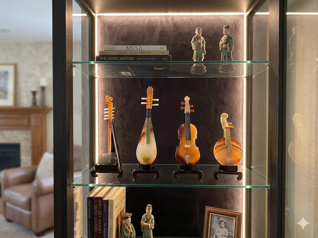 Set of 4 Color Stone Instruments Miniature Display Art Figures - 17
