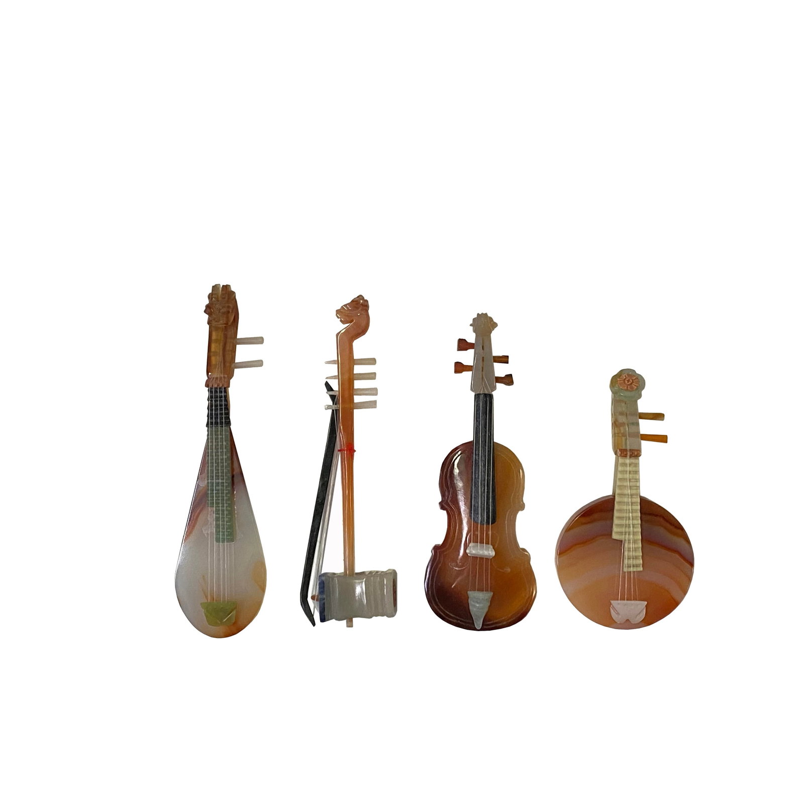 Set of 4 Color Stone Instruments Miniature Display Art Figures - 2