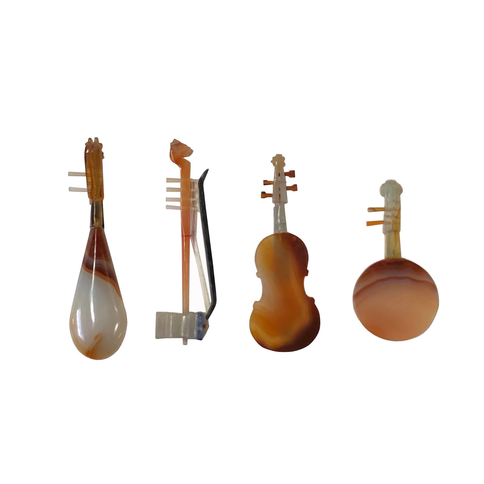 Set of 4 Color Stone Instruments Miniature Display Art Figures - 6