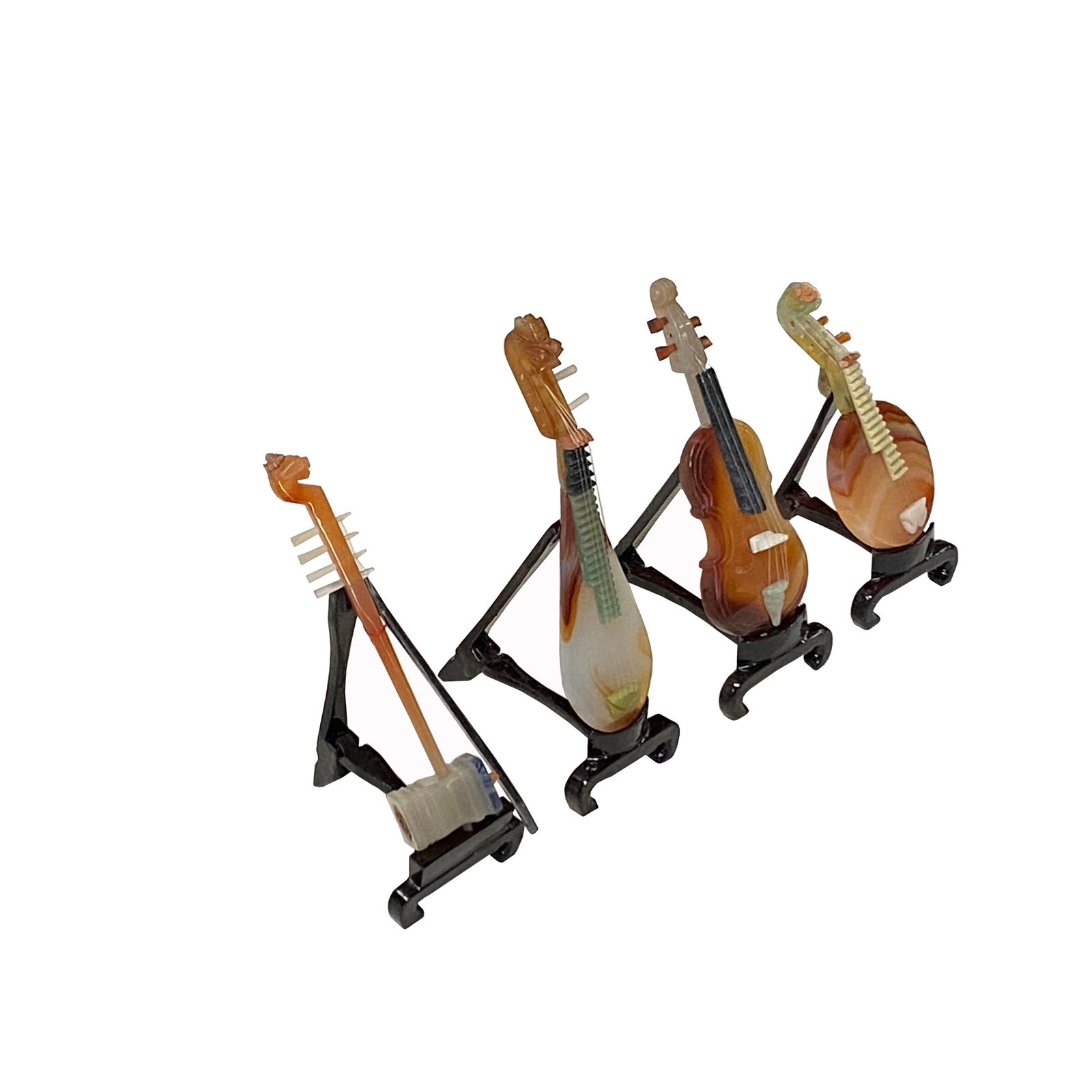 Set of 4 Color Stone Instruments Miniature Display Art Figures - 9