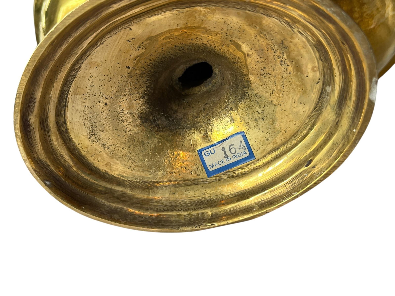 Large Vintage Solid Brass Dolphin Handle Compote Footed / Pedestal Bowl in the Style of Sherle Wagne - 13