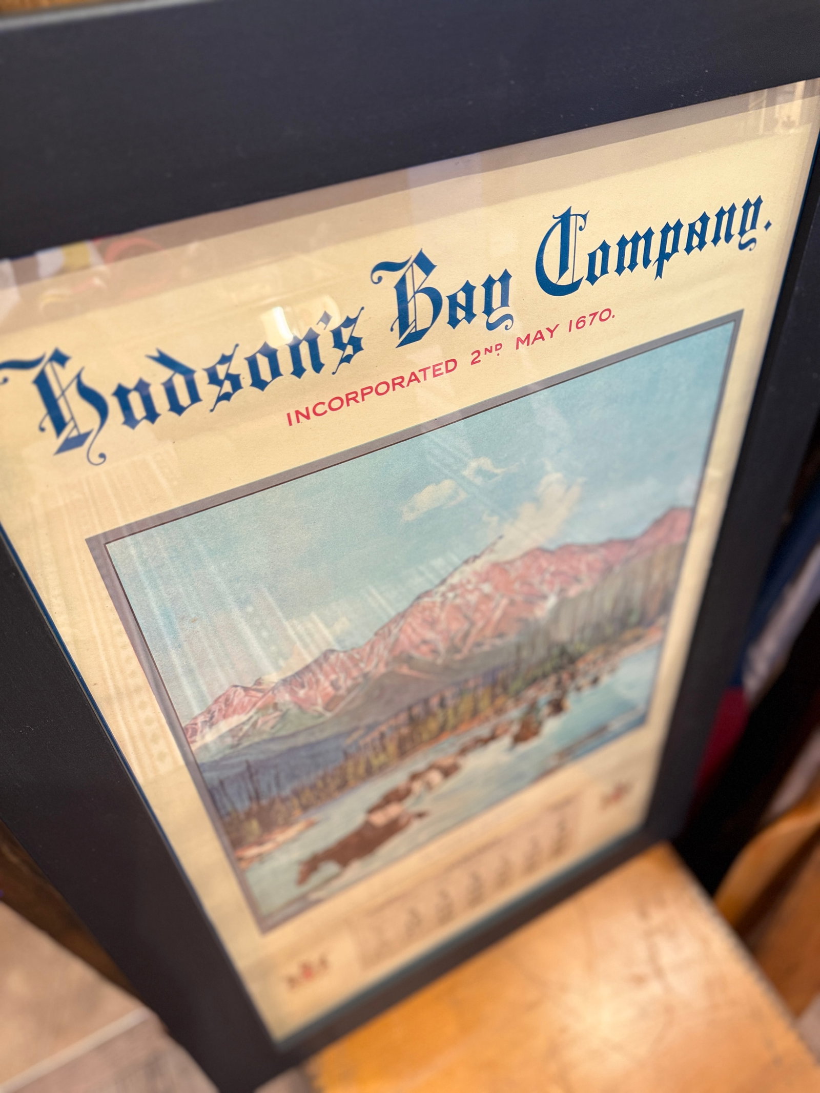 Rare 1938 Hudson's Bay Company Calendar Framed Canadian Advertising Print - 2