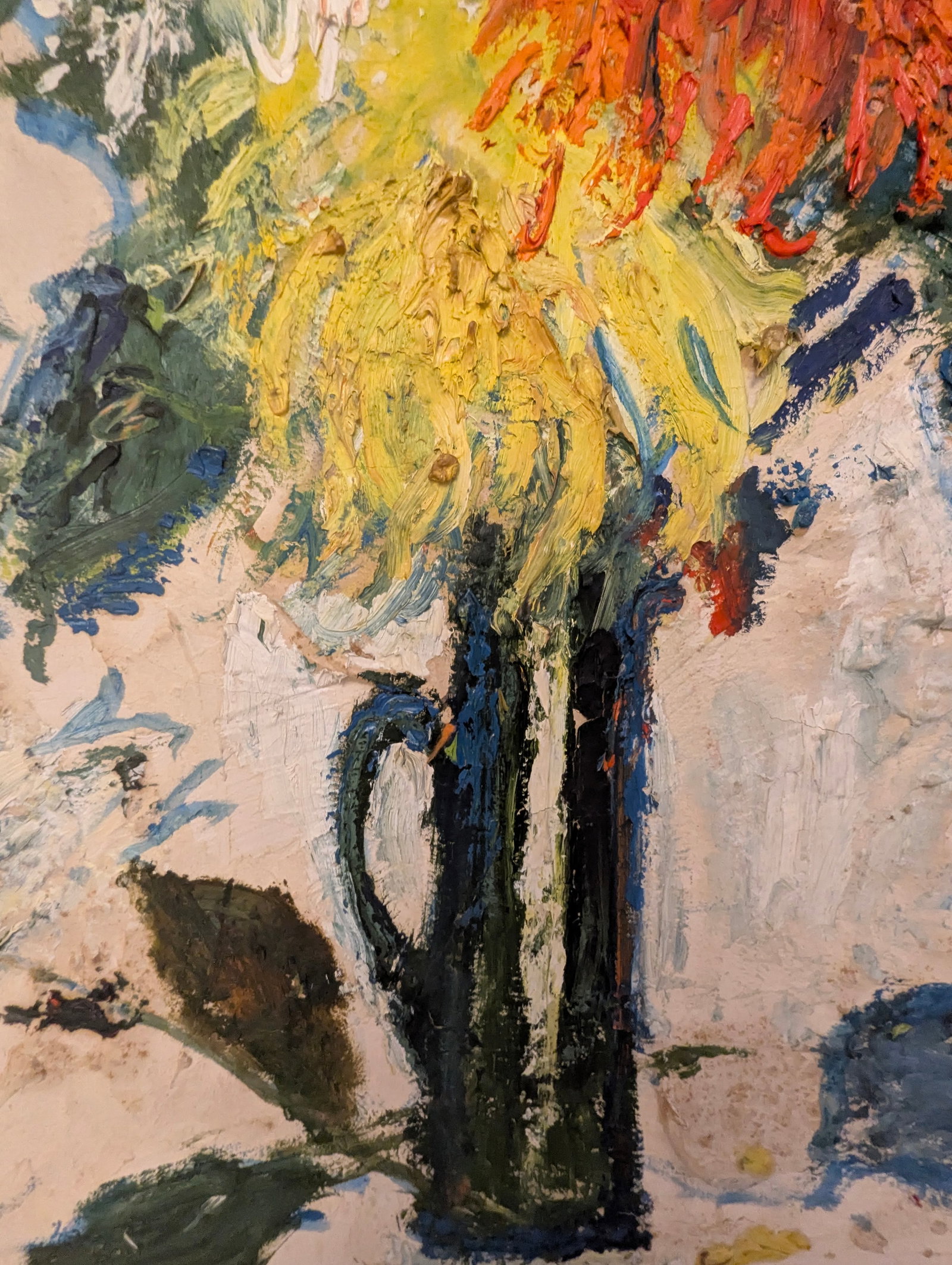 1980s Expressionist Oil Impasto Floral Still Life - 10