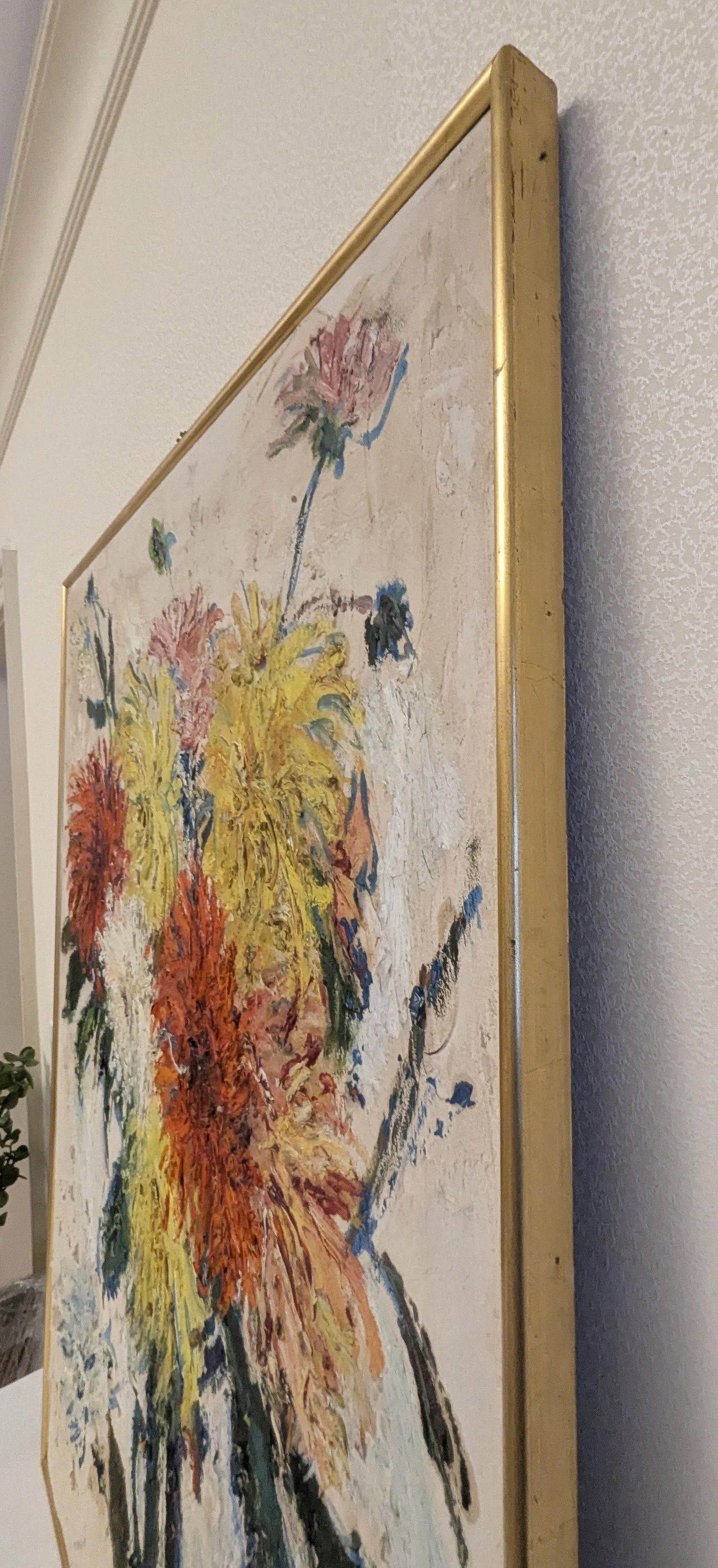 1980s Expressionist Oil Impasto Floral Still Life - 2