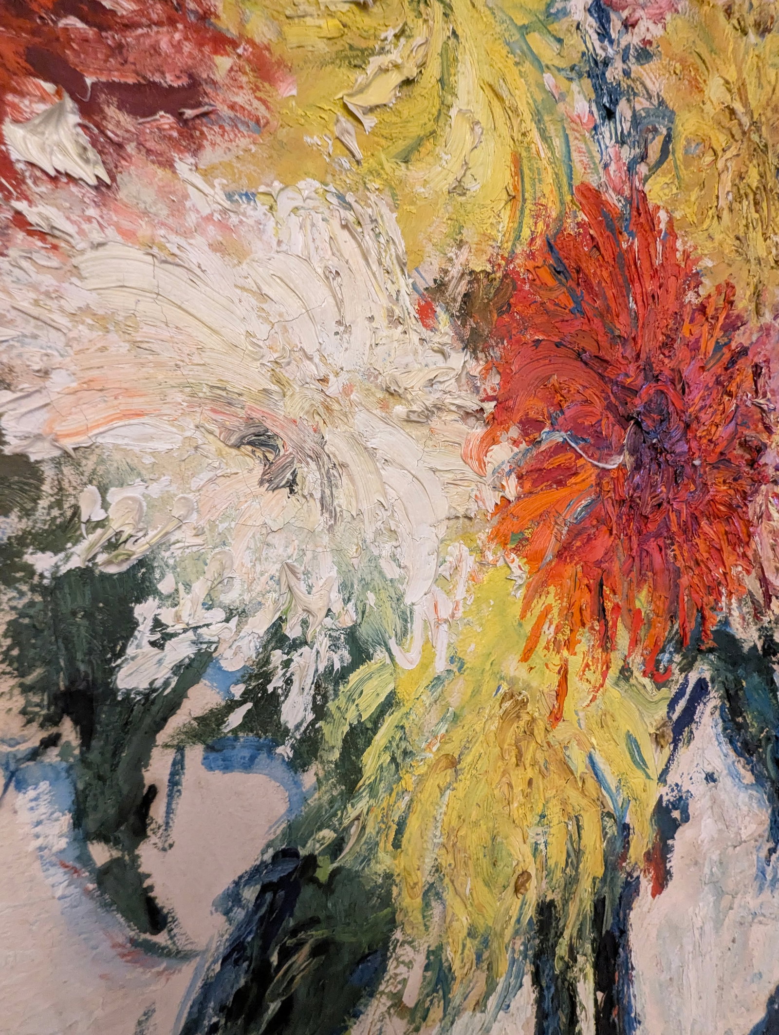 1980s Expressionist Oil Impasto Floral Still Life - 4