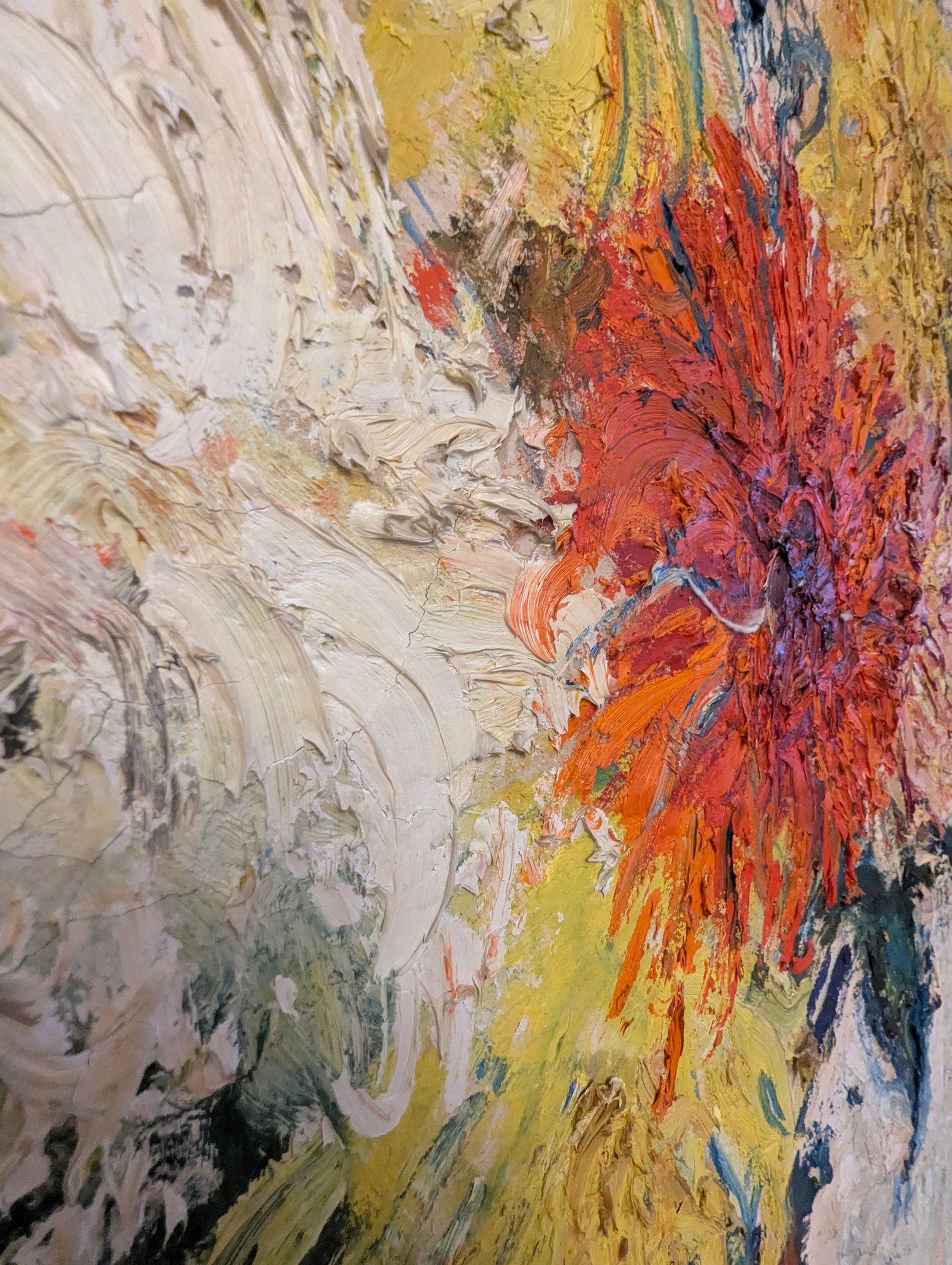 1980s Expressionist Oil Impasto Floral Still Life - 9
