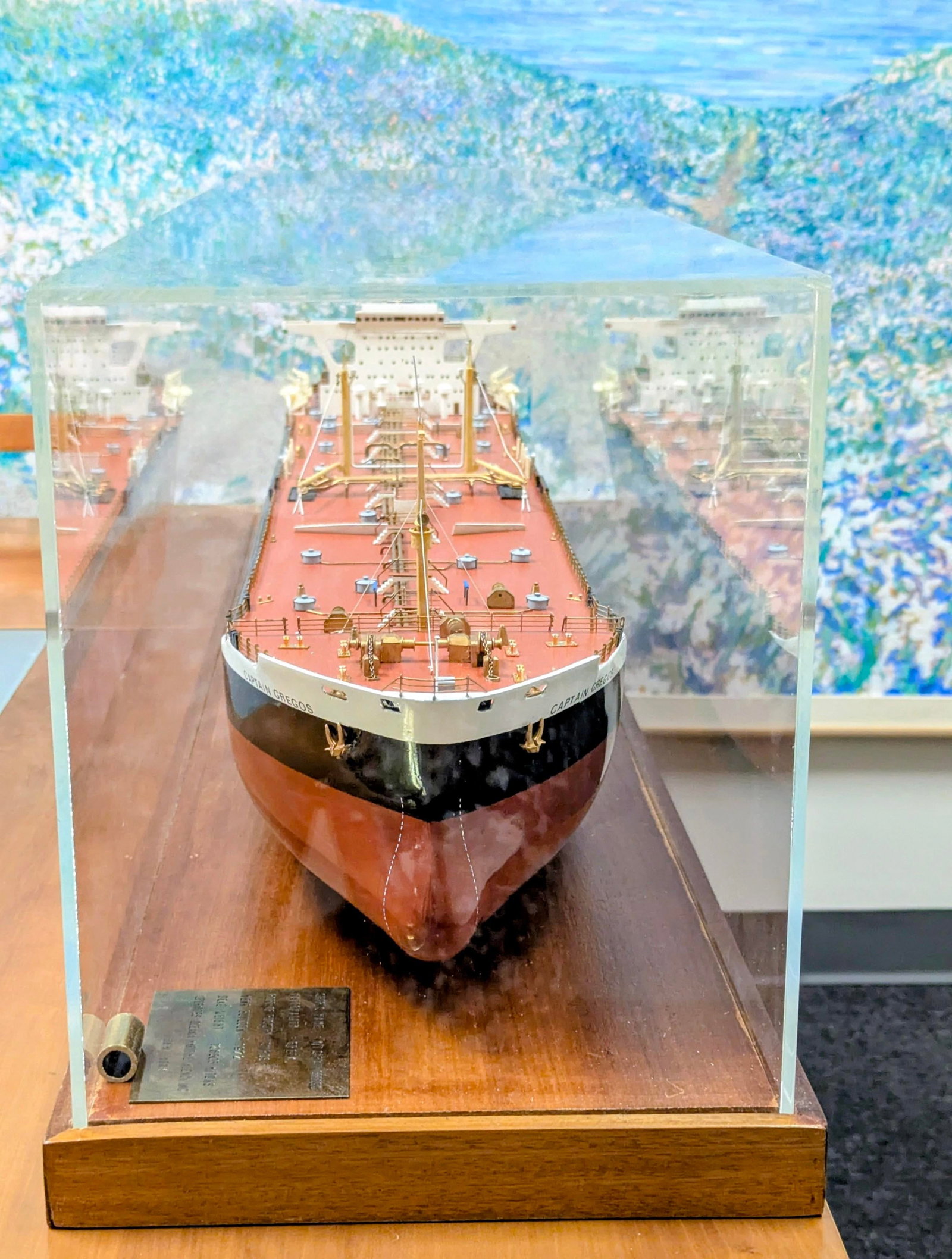 Rare Museum Quality Tanker Ship Model in Display Case Titled "Mv Captain Gregos" - 14