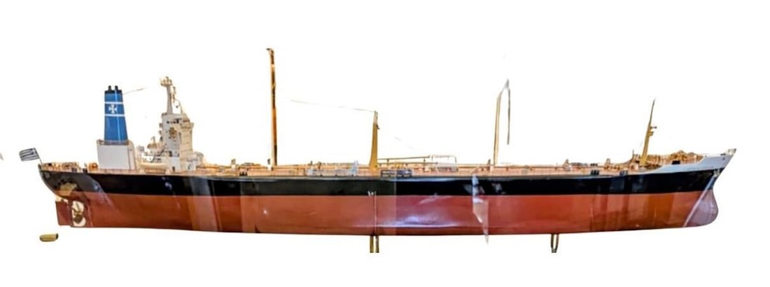 Rare Museum Quality Tanker Ship Model in Display Case Titled "Mv Captain Gregos" - 2