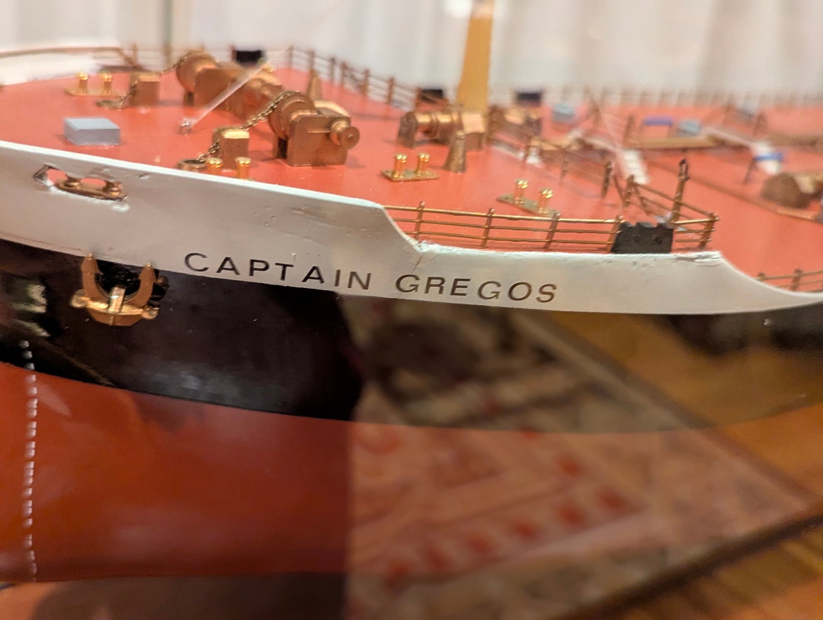 Rare Museum Quality Tanker Ship Model in Display Case Titled "Mv Captain Gregos" - 4