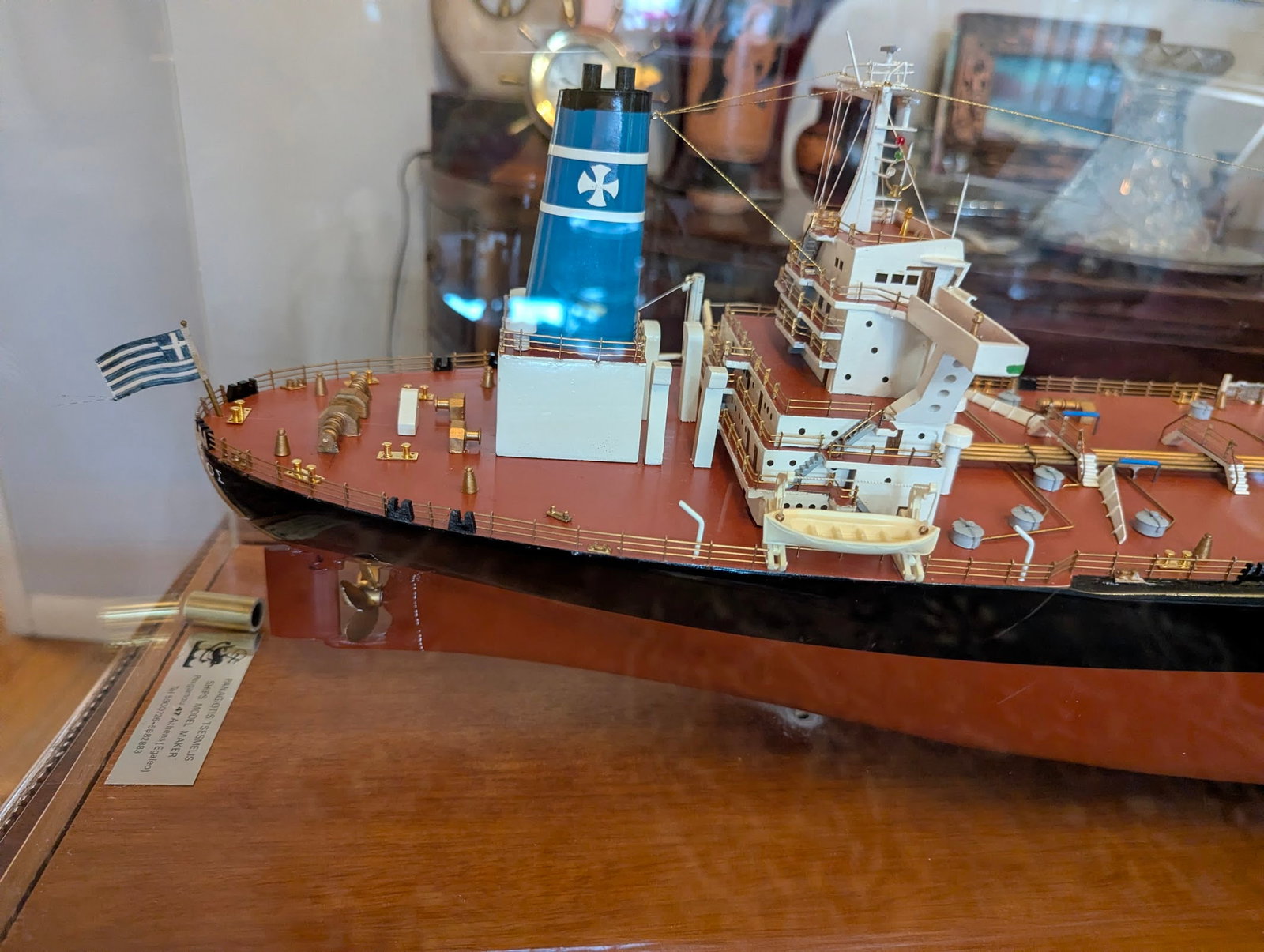 Rare Museum Quality Tanker Ship Model in Display Case Titled "Mv Captain Gregos" - 6