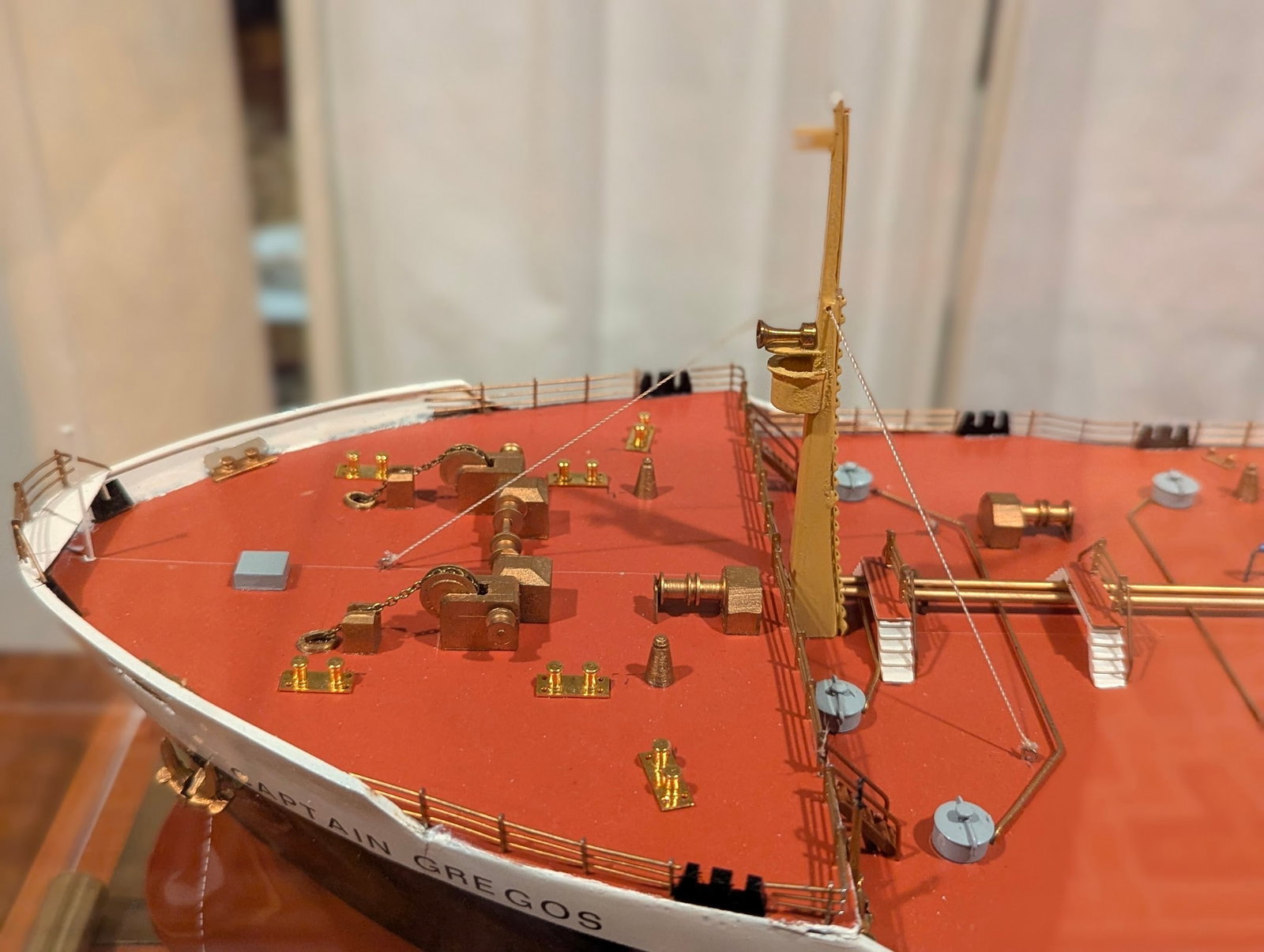Rare Museum Quality Tanker Ship Model in Display Case Titled "Mv Captain Gregos" - 8