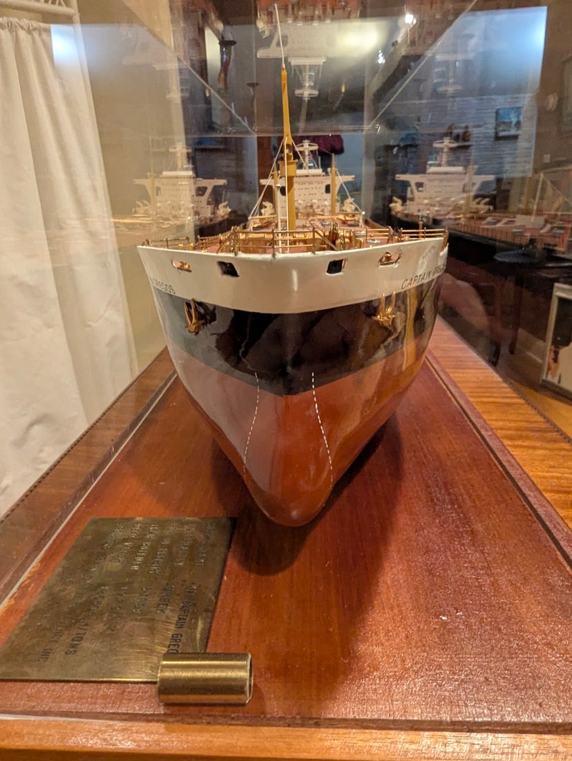Rare Museum Quality Tanker Ship Model in Display Case Titled "Mv Captain Gregos" - 9