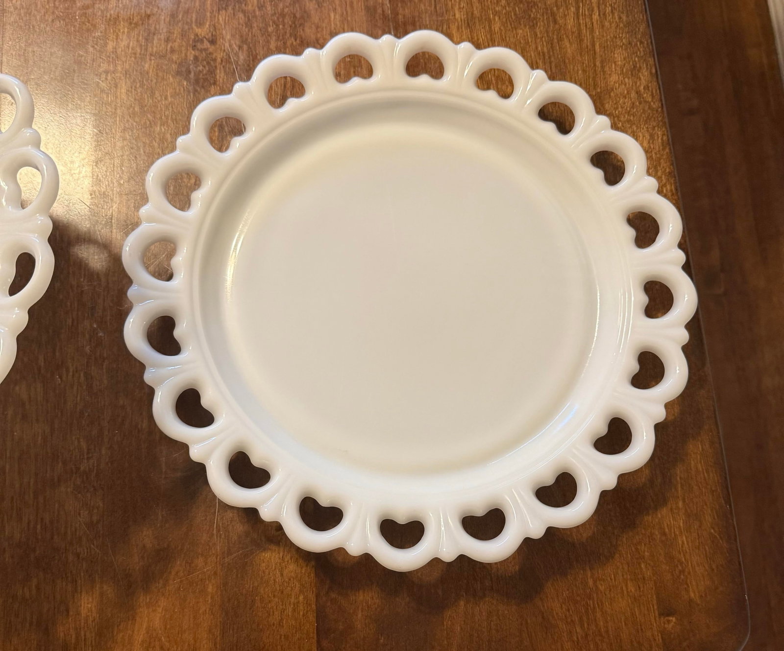 Anchor Hocking Milk Glass Lace Edge Serving Set - 10