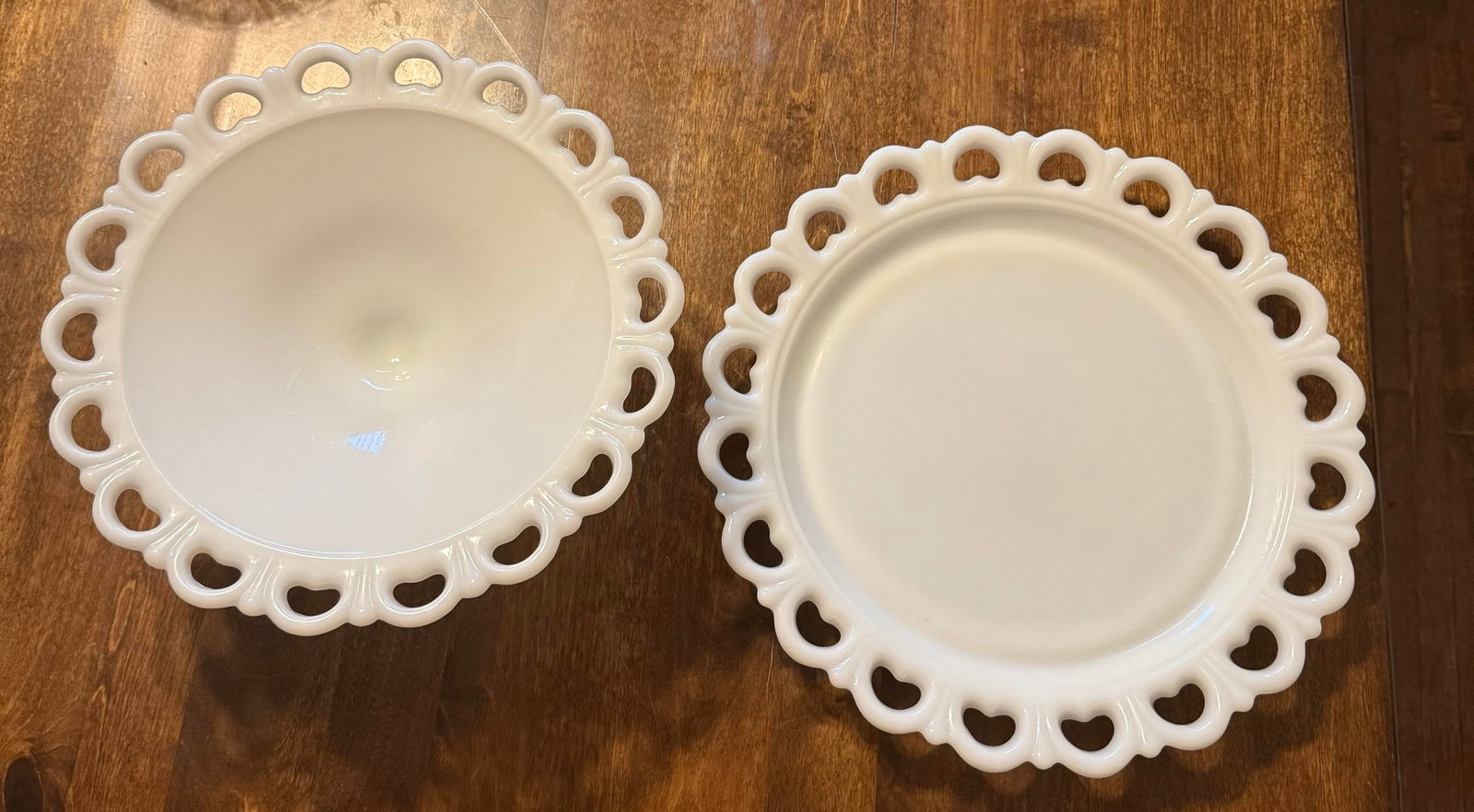 Anchor Hocking Milk Glass Lace Edge Serving Set - 12