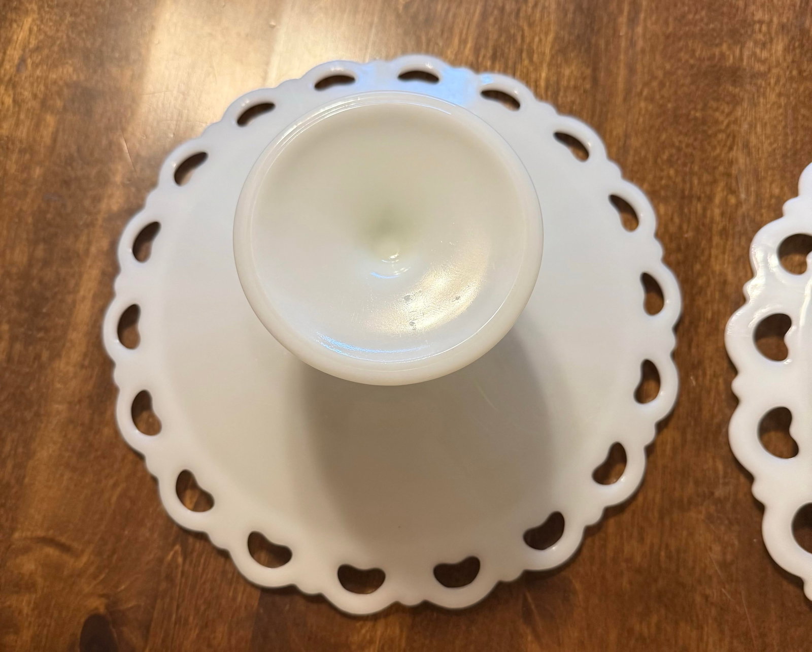 Anchor Hocking Milk Glass Lace Edge Serving Set - 9