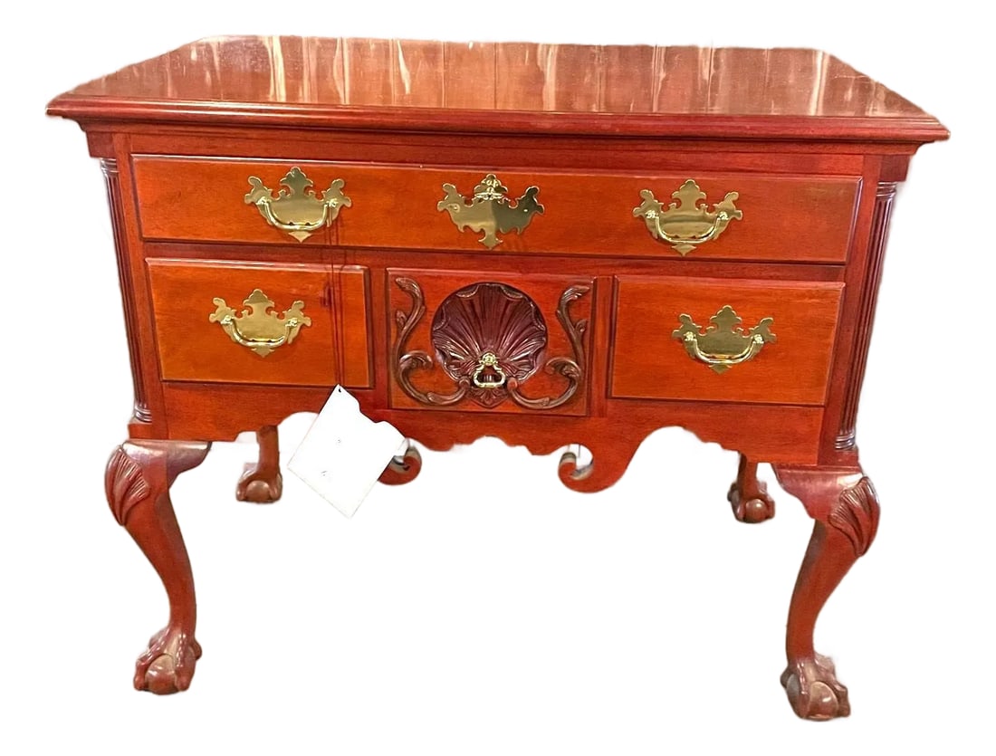 Late 20th Century Baker Furniture Williamsburg Chest: A wonderful mahogany chest by Baker Furniture from their Colonial Williamsburg Collection. This chest (as with all the items in Baker's Williamsburg Collection) is an exact reproduction of an
