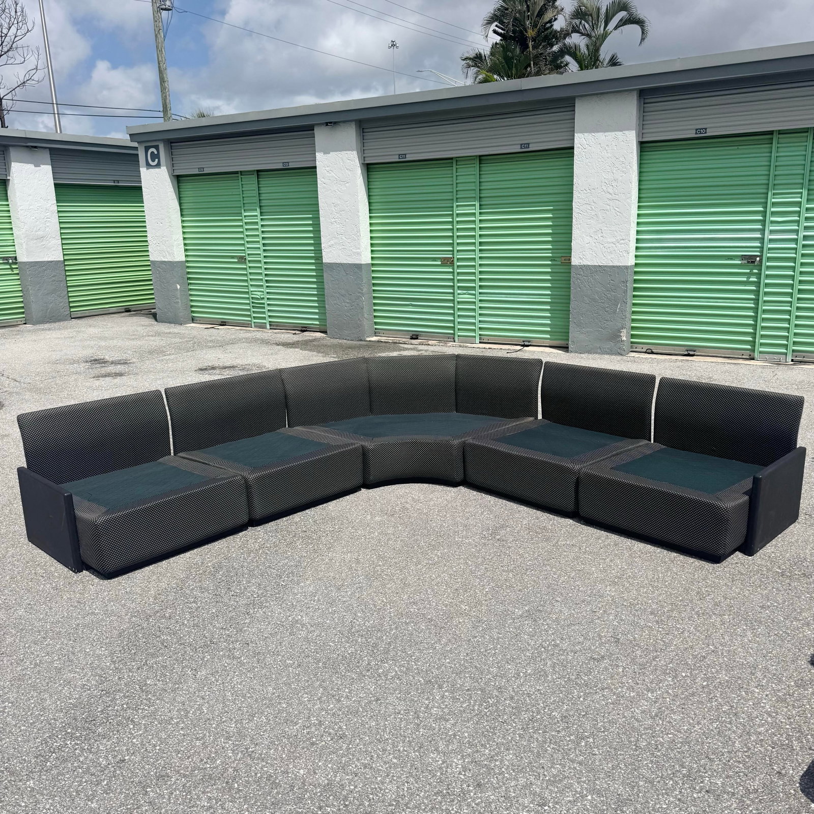 Postmodern Black on Black Modular Sectional Sofa - 5 Pieces - 10