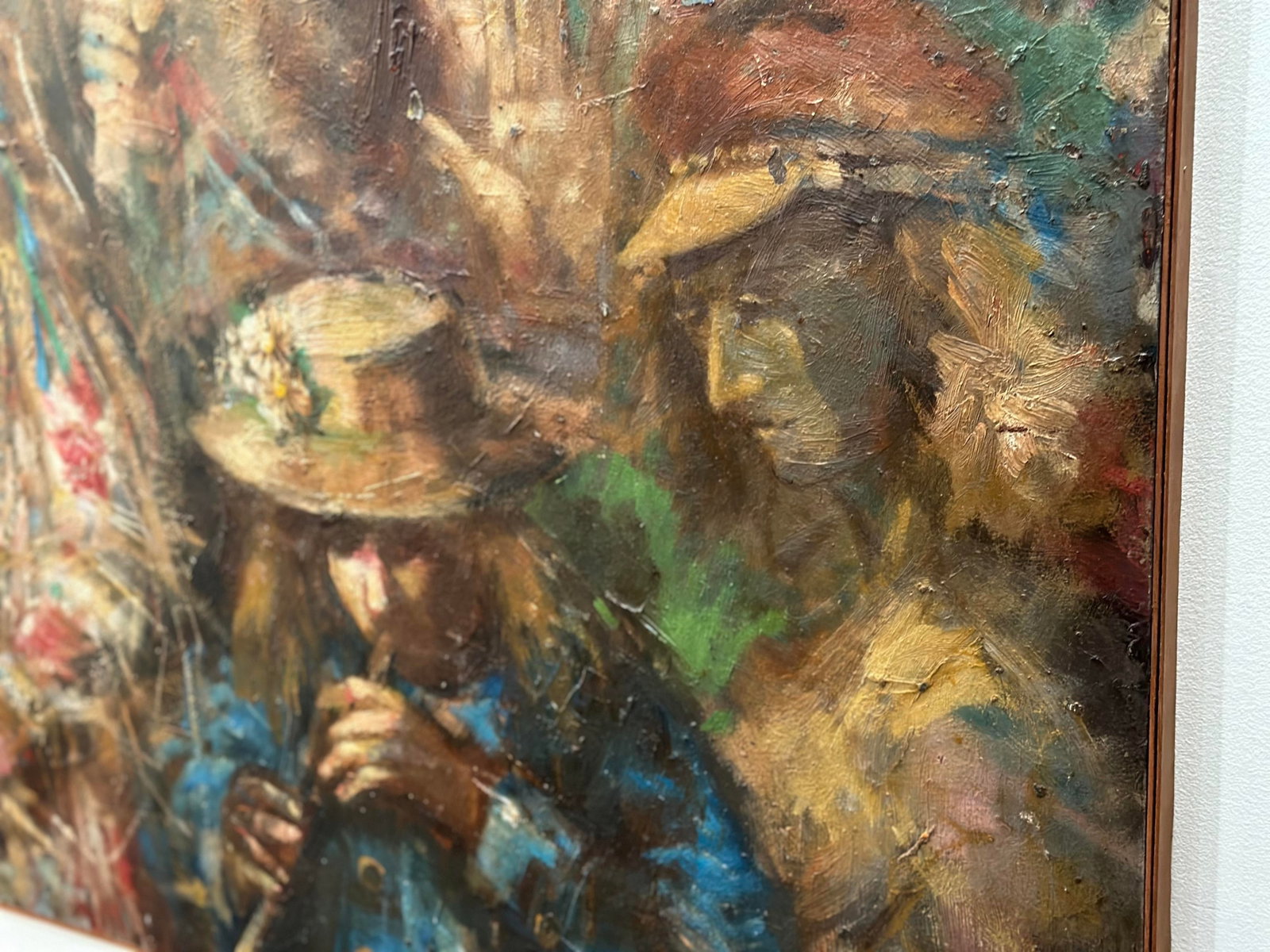 1970s Jonah Kinigstein - Abstract Impressionist Oil on Board - Flower Children Wedding - 10