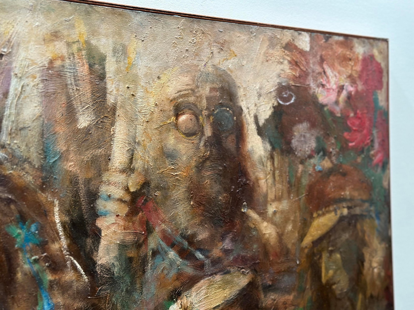 1970s Jonah Kinigstein - Abstract Impressionist Oil on Board - Flower Children Wedding - 2