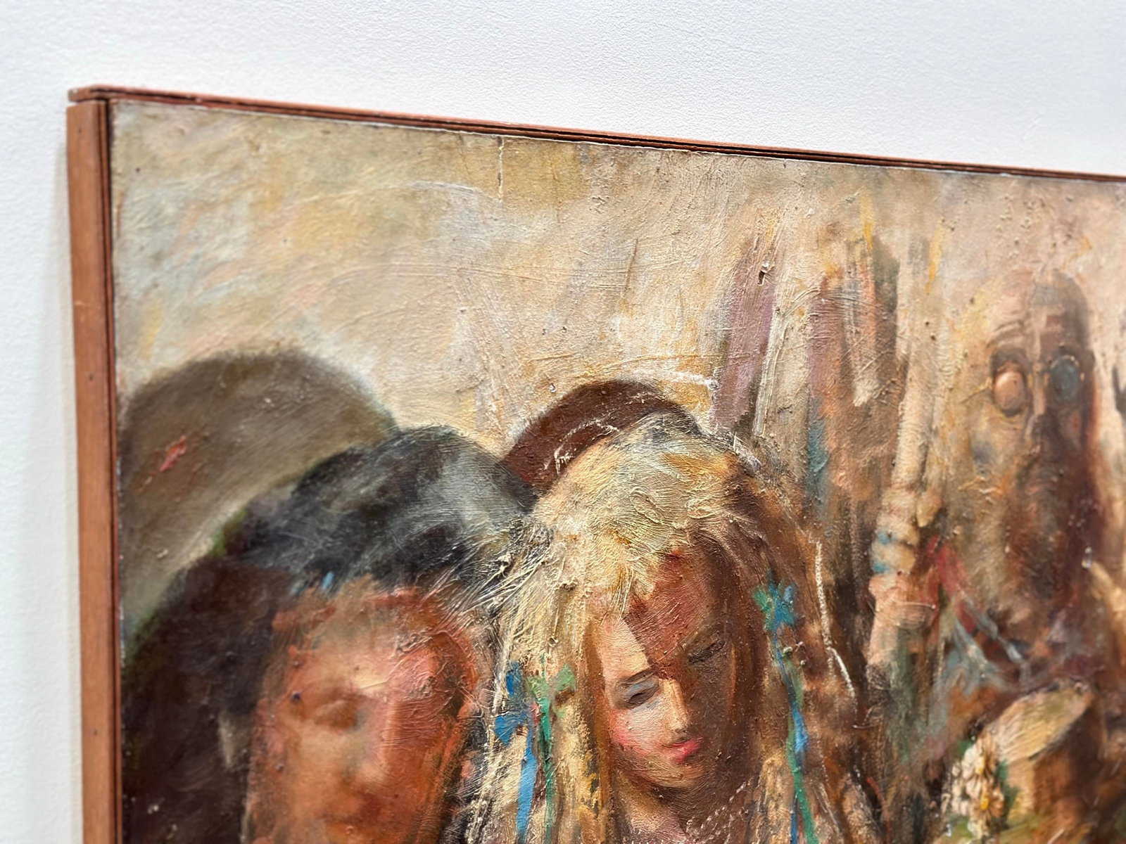 1970s Jonah Kinigstein - Abstract Impressionist Oil on Board - Flower Children Wedding - 4