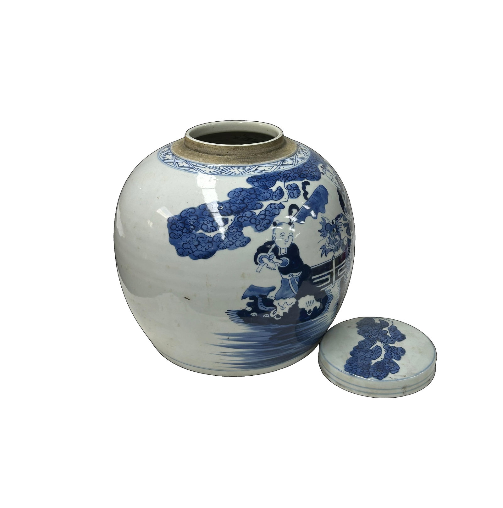 Oriental Blue White Big Kirin Riding Porcelain Large Ginger Jar - 6