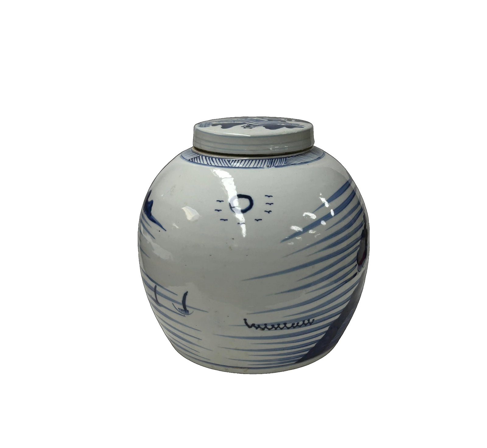 Oriental Blue White Scenery Porcelain Large Ginger Jar - 2