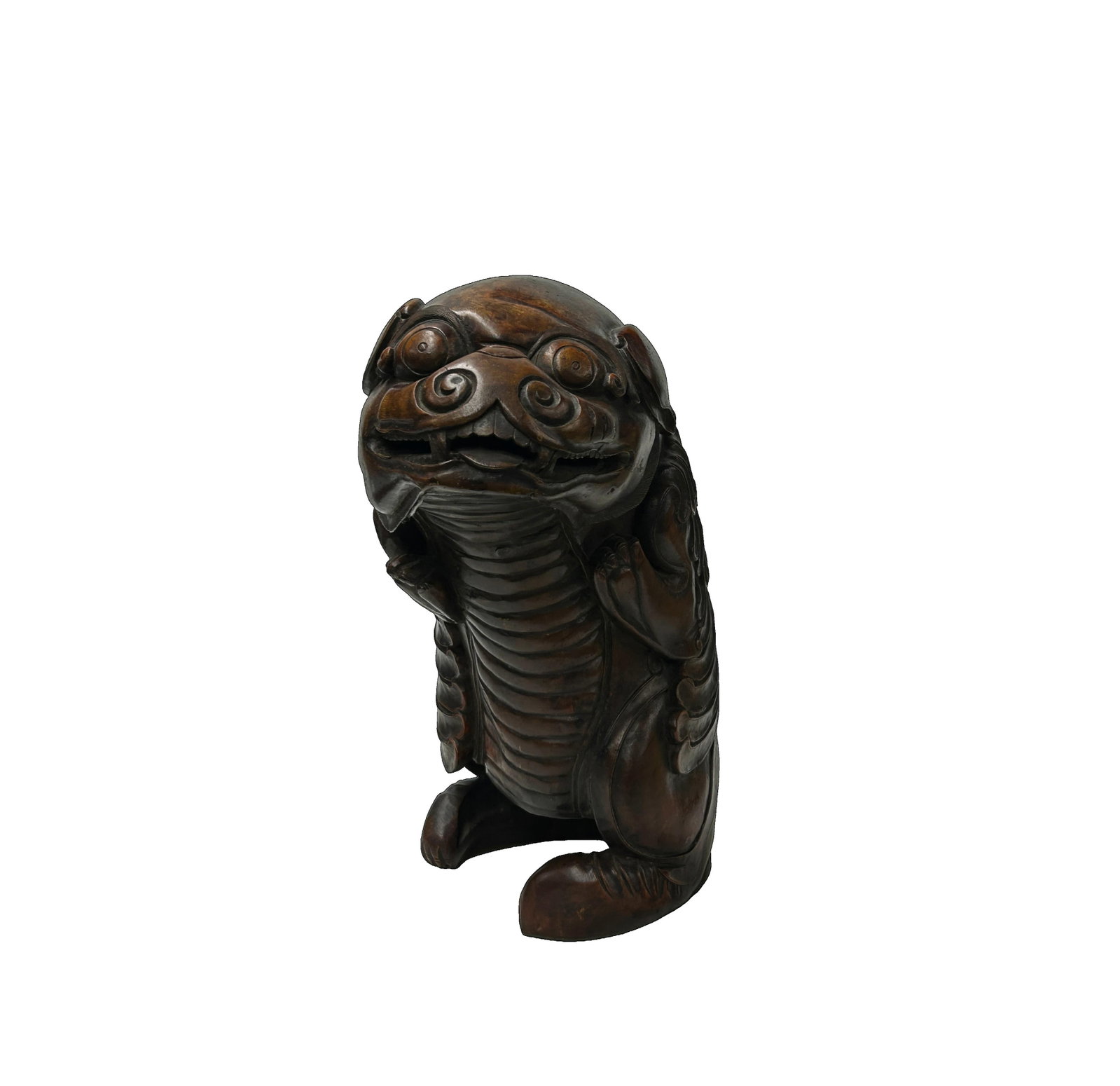 Vintage Handcrafted Bixie Pixiu Mythical Wings Bamboo Display Art Figure - 3