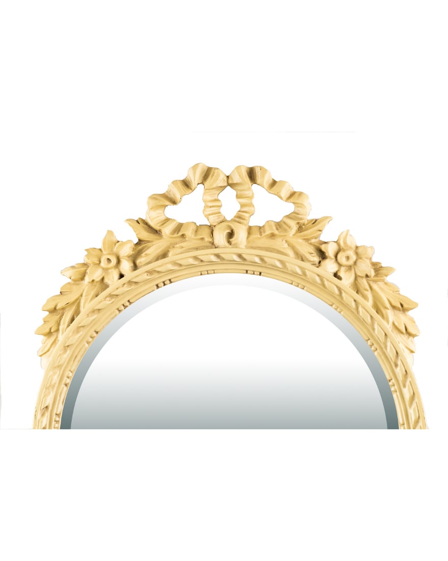 Vintage Gilt Oval Mirror With Floral Crest - 2