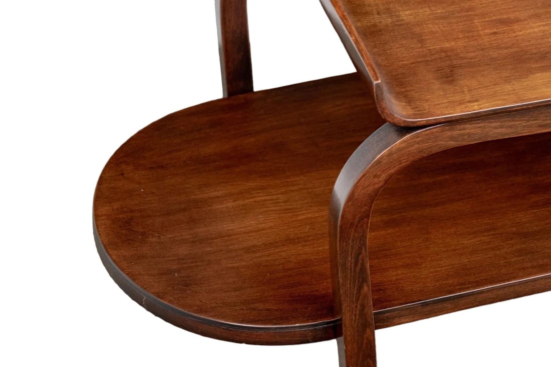1940s McM/Art Deco Two Tier Wood Accent Table Attributed to Thonet-Mundus - 4