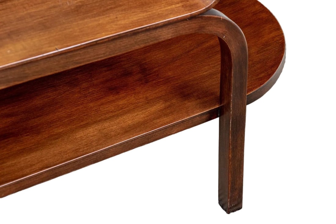1940s McM/Art Deco Two Tier Wood Accent Table Attributed to Thonet-Mundus - 5
