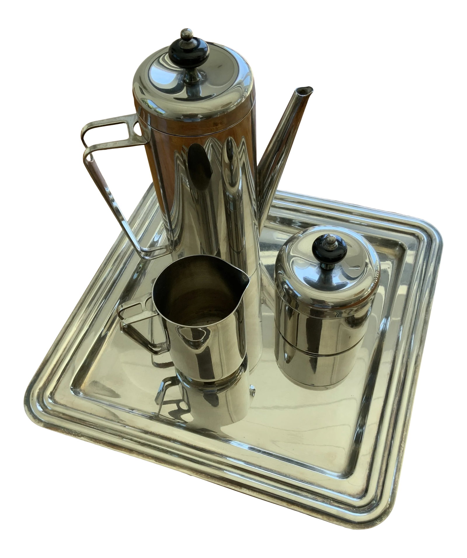 Cristofle-Style 1930s Italian Moderne Silver Plate Coffee Set With Tray, Creamer and Sugar Bowl - 4 (1 of 10)