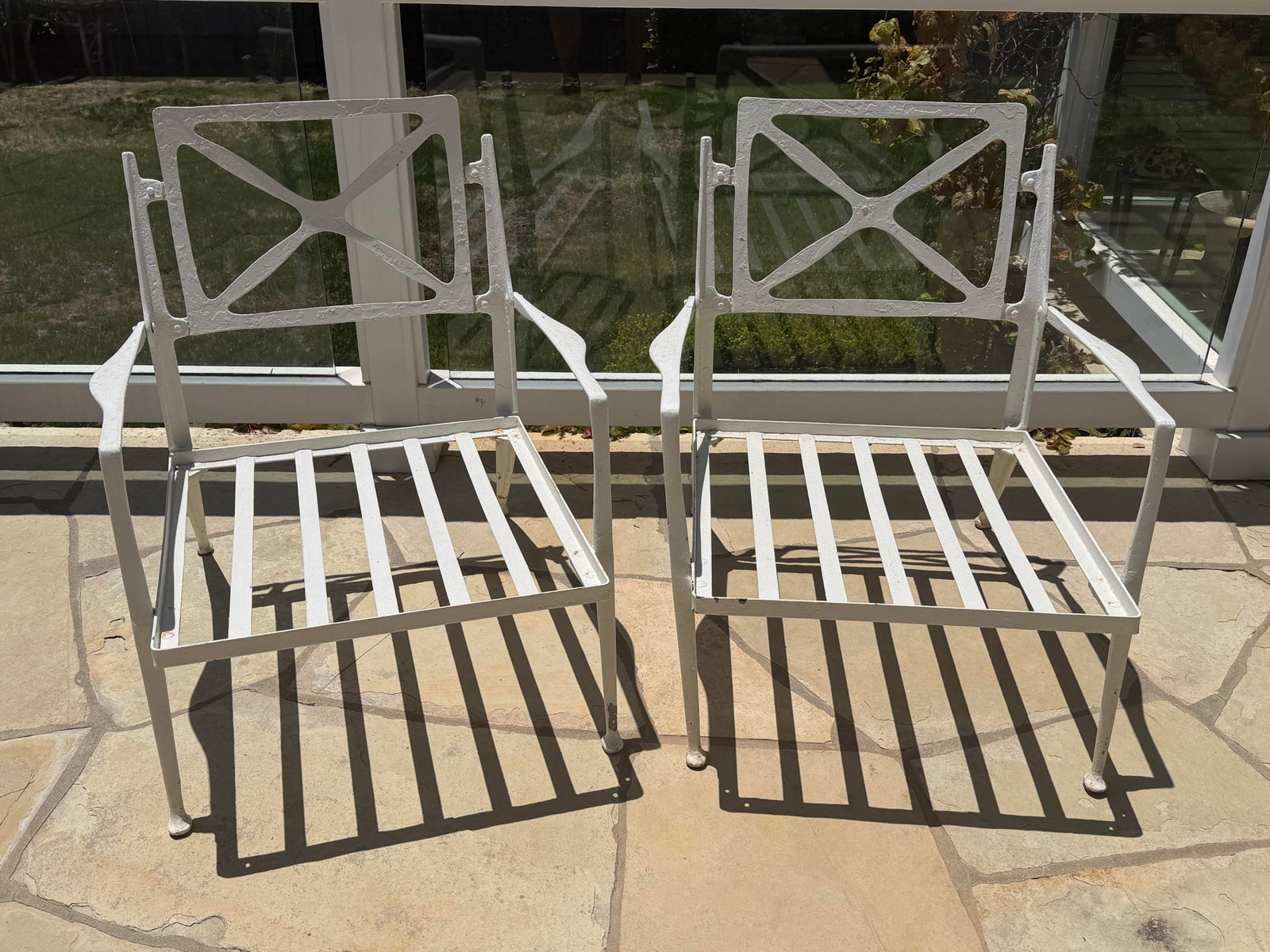 1950s Mid-Century Modern White Bel Air Patio Armchairs - a Pair - 12