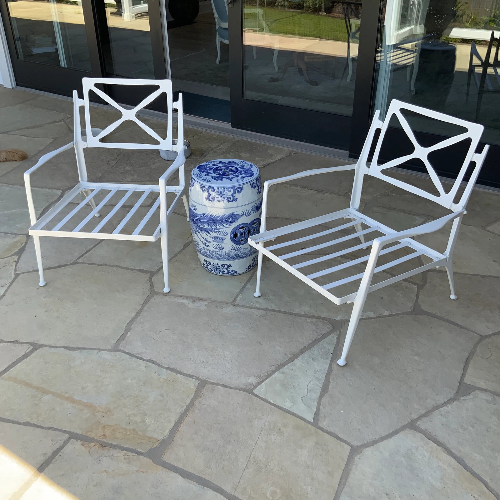 1950s Mid-Century Modern White Bel Air Patio Armchairs - a Pair - 2