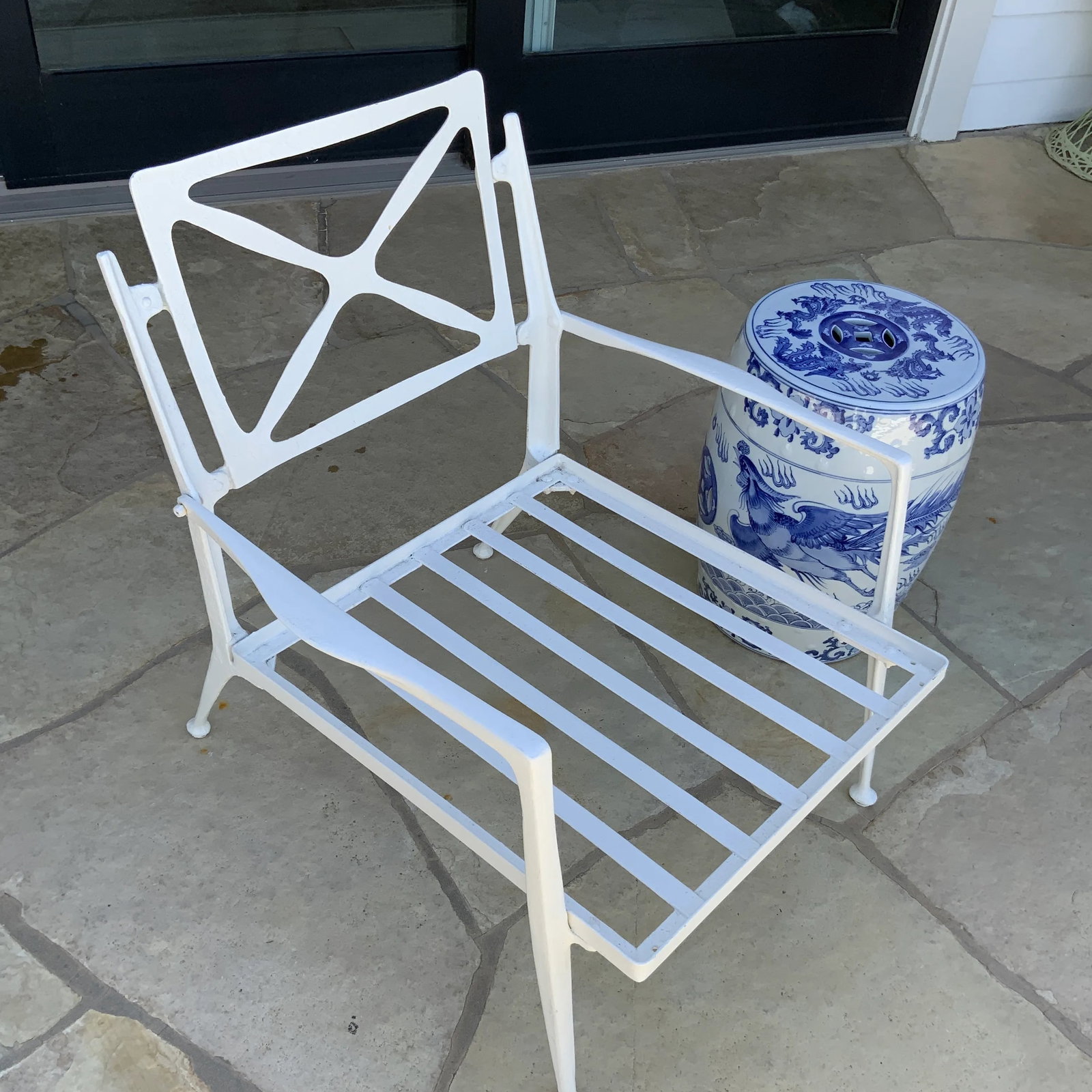 1950s Mid-Century Modern White Bel Air Patio Armchairs - a Pair - 6